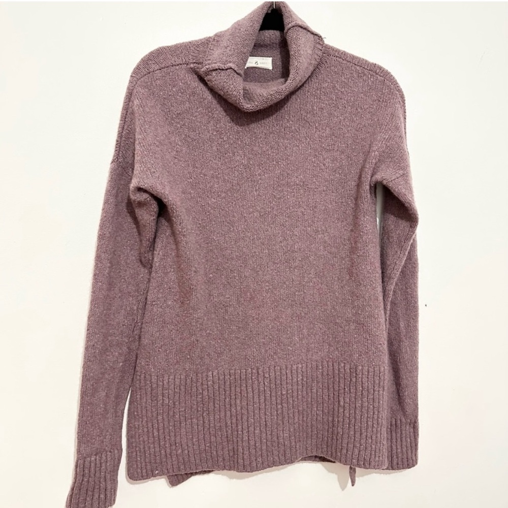 LOU & GREY Purple Cowl Knit Wool Sweater